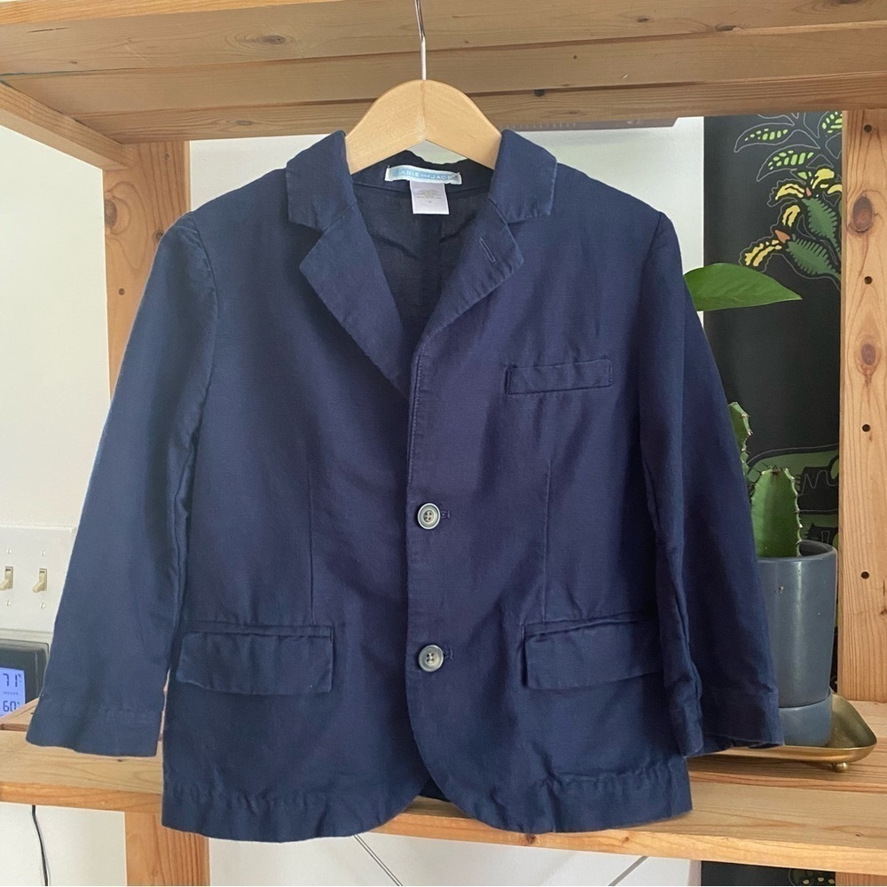 Janie and Jack Navy Blue Linen Cotton Blazer Jacket 3t - Picture 2 of 11
